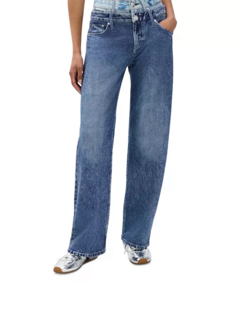 rag & bone Women's Wide-Leg Jeans in Medium Blue Wash
